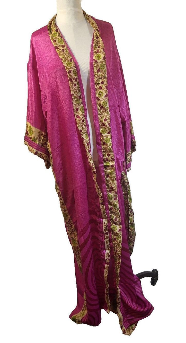 Gorgeous Silk Robe Made From Recycled Saris Kimono Style One Size
